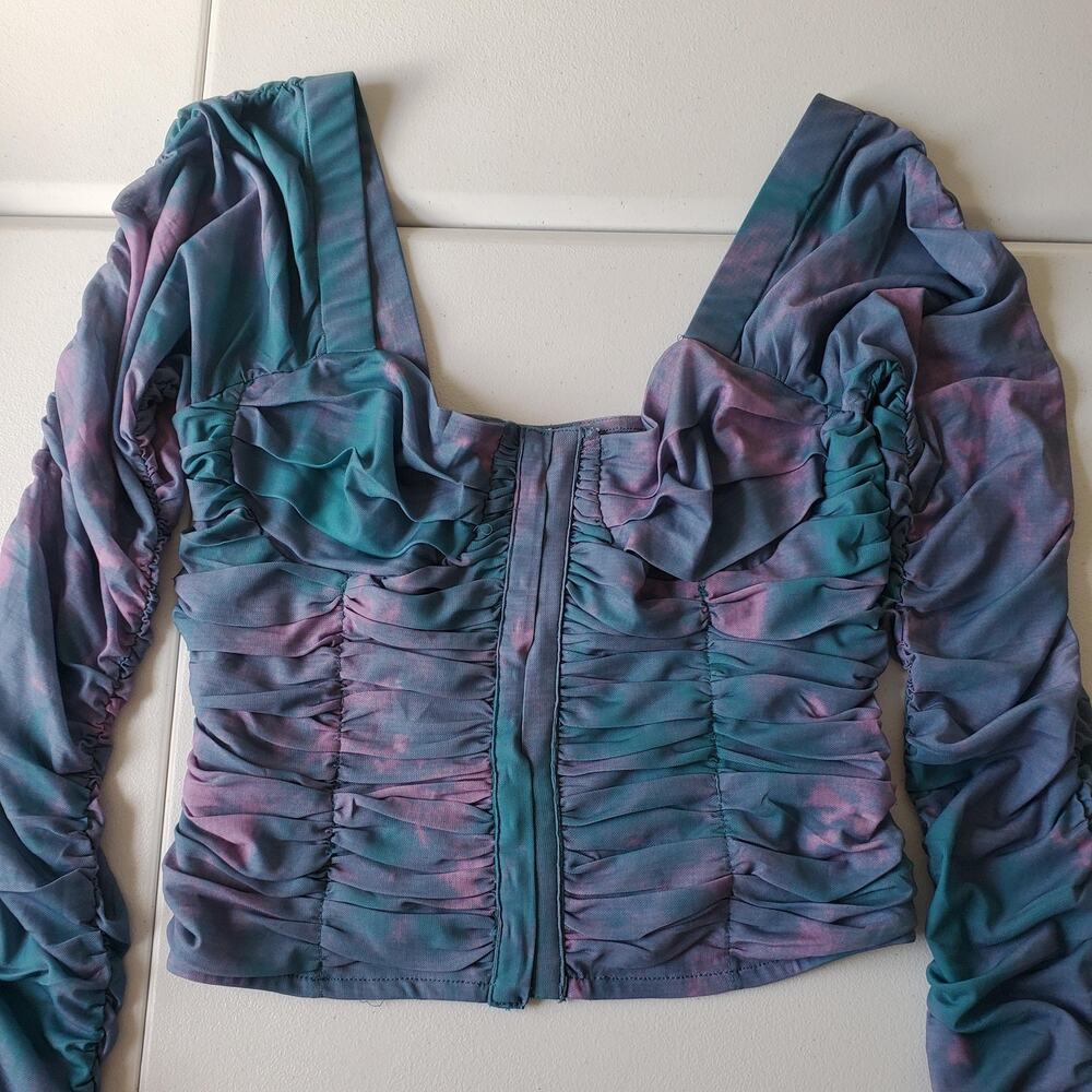 Free People All Night Top Womens Small Tie Dye Ruched Corseted Mermaid Fairy